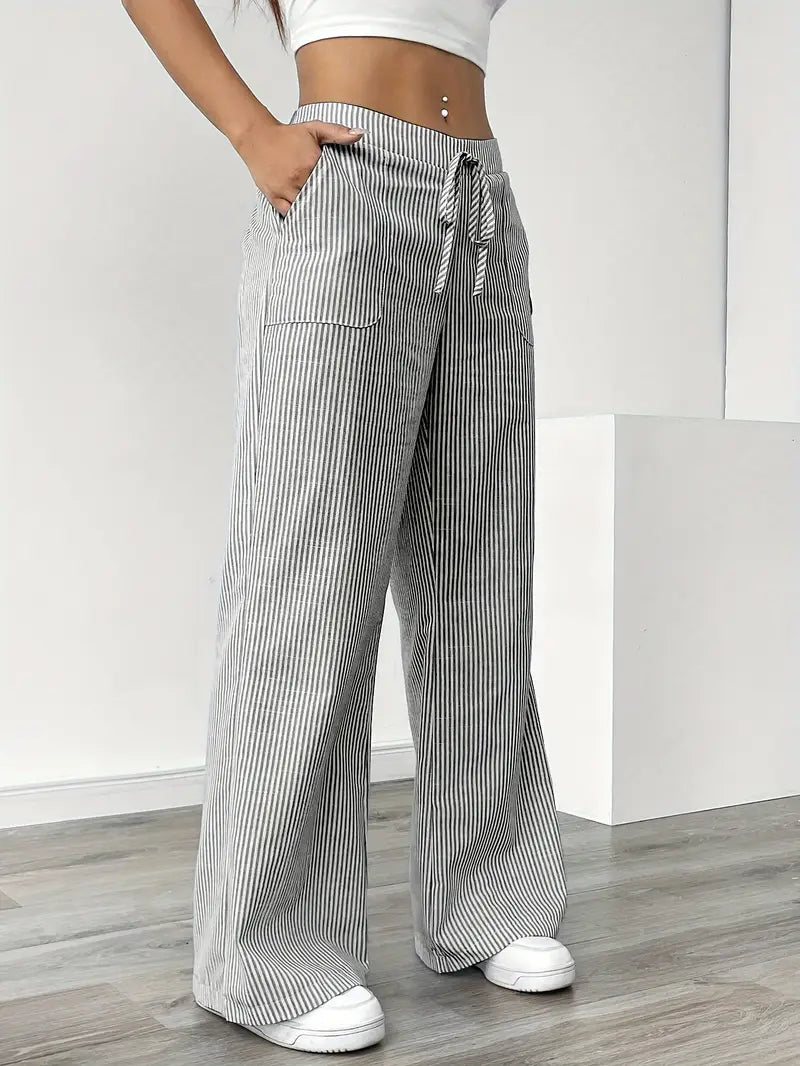 Viviana - Elegante Pantalone A Righe Con Tasche
