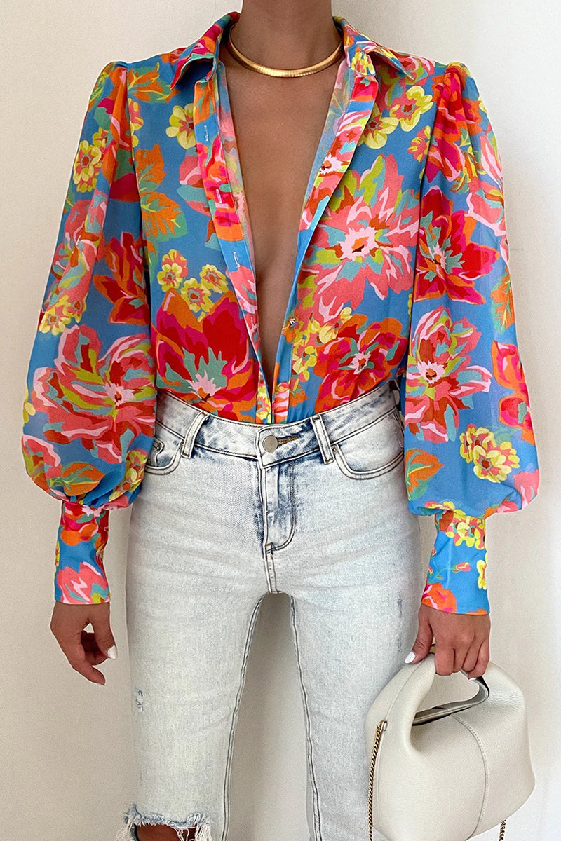 Viviana™ | Blusa Floreale con Maniche a Palloncino