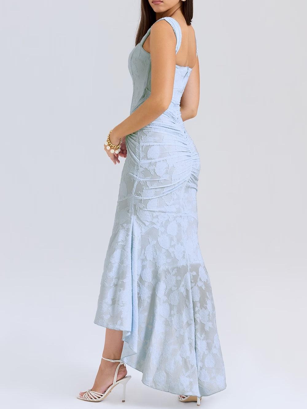 Viviana™ | Abito maxi floreale blu campanula