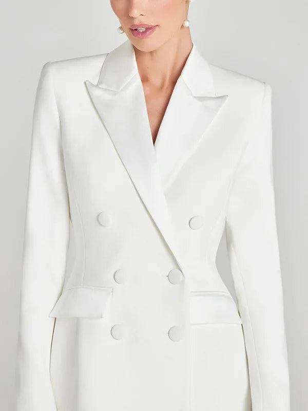 Viviana™| Blazer Bianco Doppiopetto in Raso