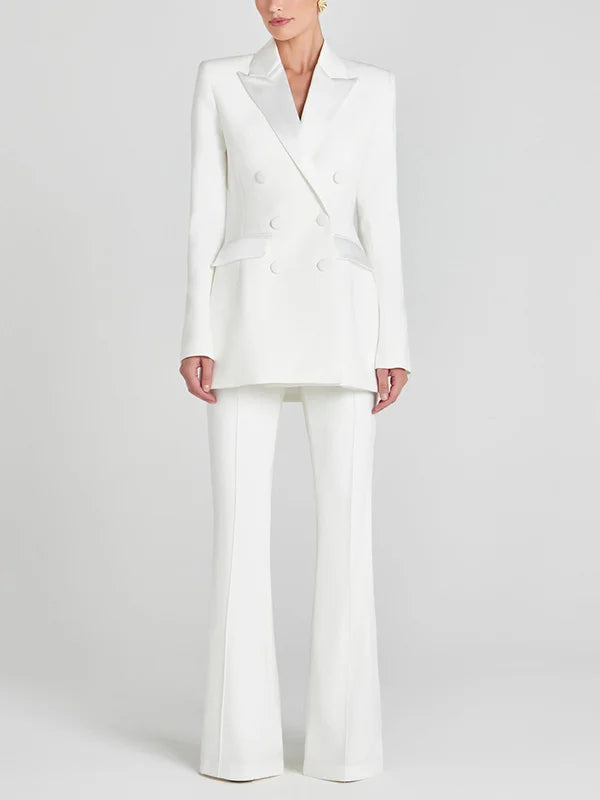 Viviana™| Blazer Bianco Doppiopetto in Raso