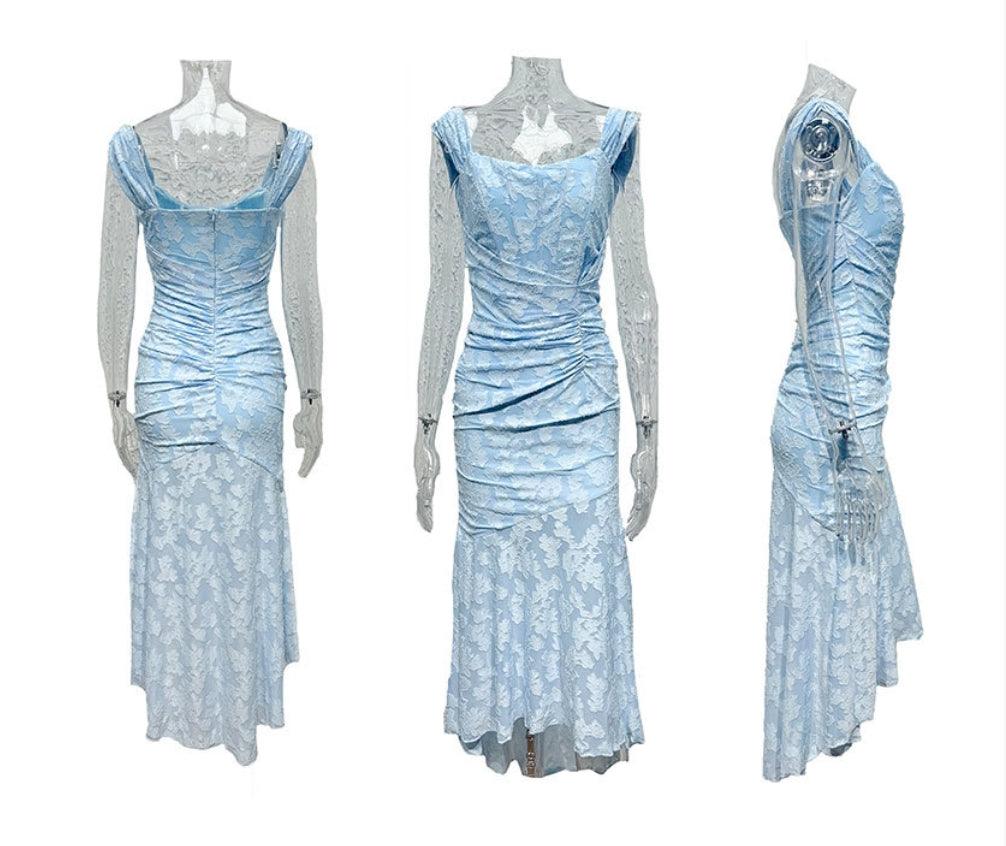Viviana™ | Abito maxi floreale blu campanula