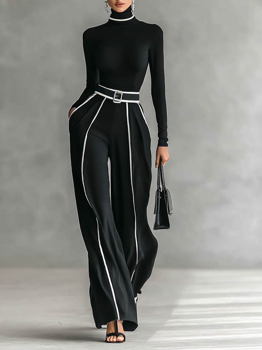 Viviana™ | Completo 2 pezzi – Dolcevita & Pantaloni con cintura