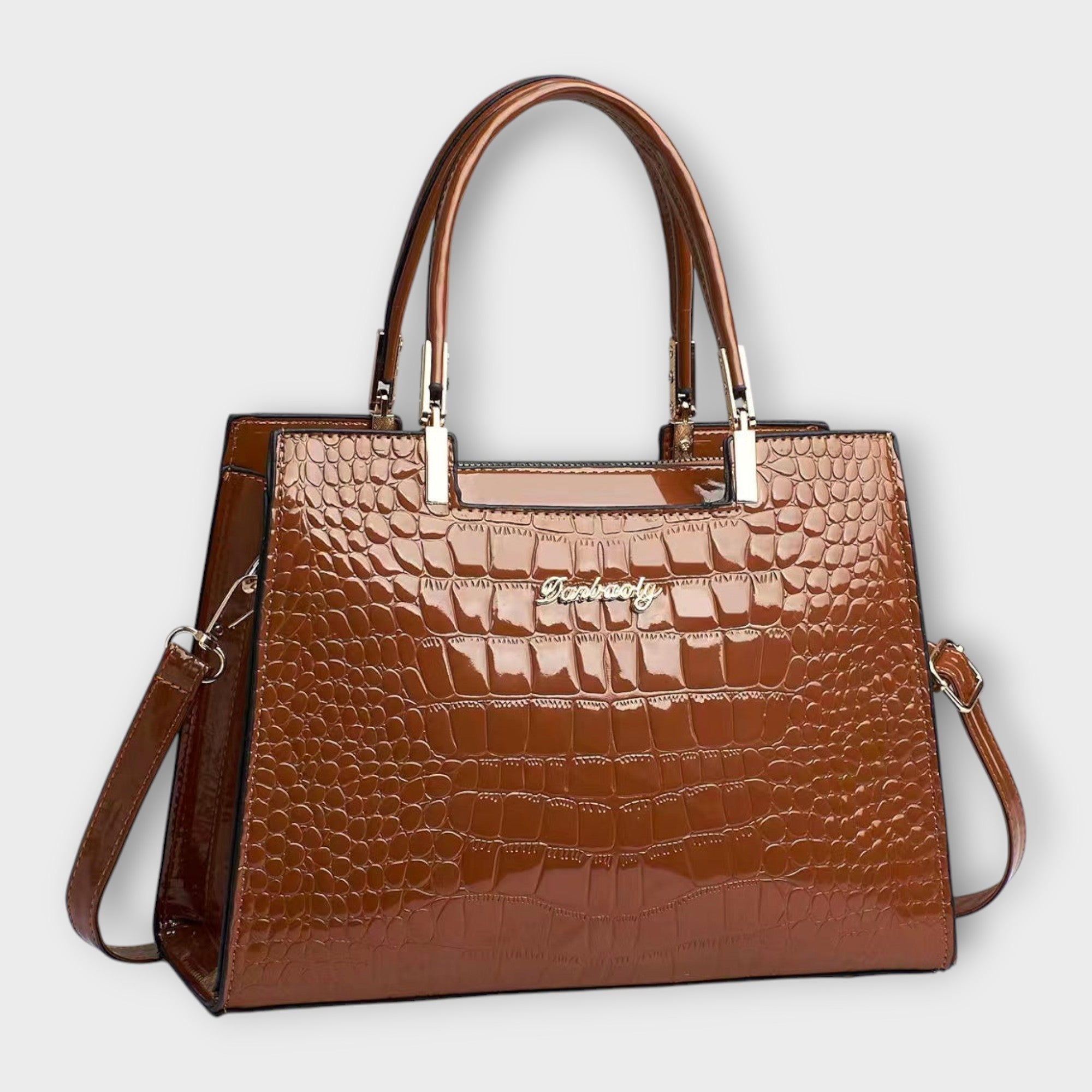 Viviana™ | Borsa a Mano in Pelle di Coccodrillo Lucido