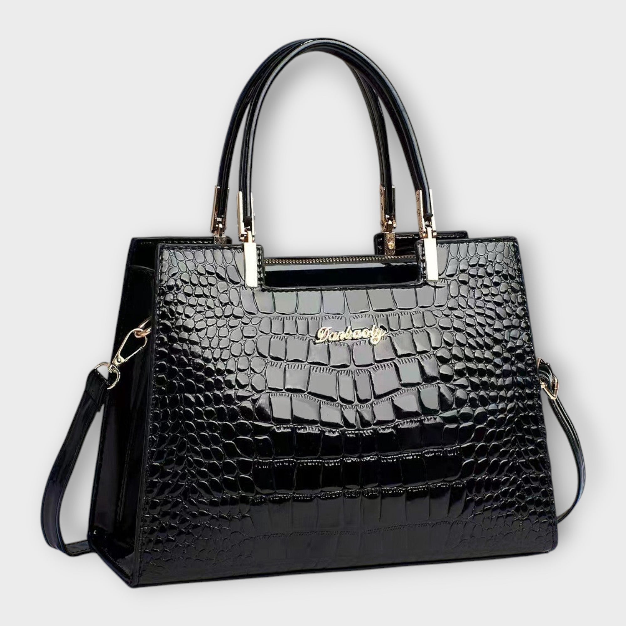 Viviana™ | Borsa a Mano in Pelle di Coccodrillo Lucido