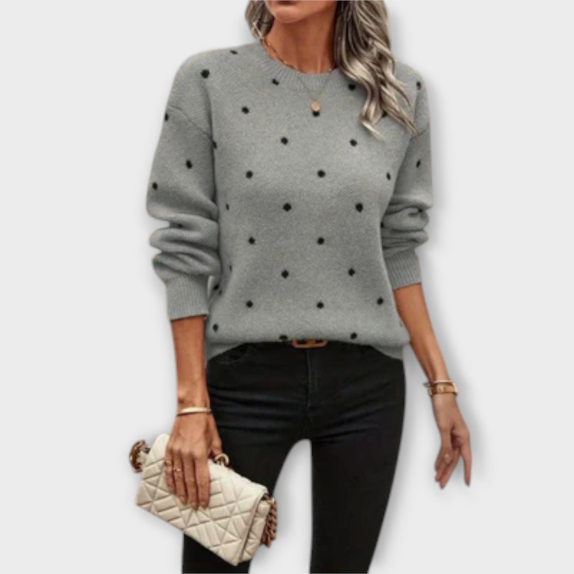 Viviana™ | Maglione a Maniche Lunghe Casual in Maglia con Motivo a Pois