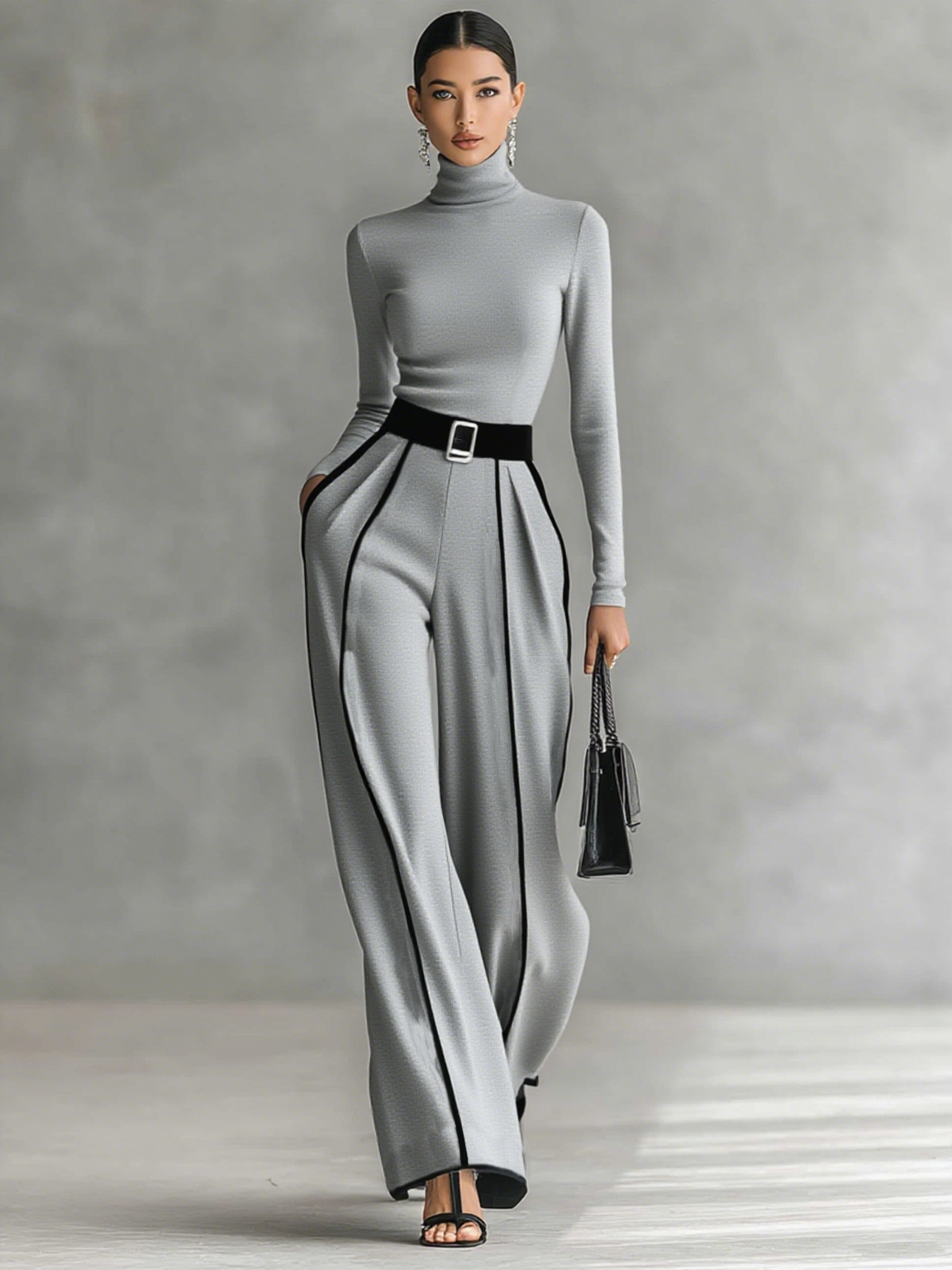 Viviana™ | Completo 2 pezzi – Dolcevita & Pantaloni con cintura