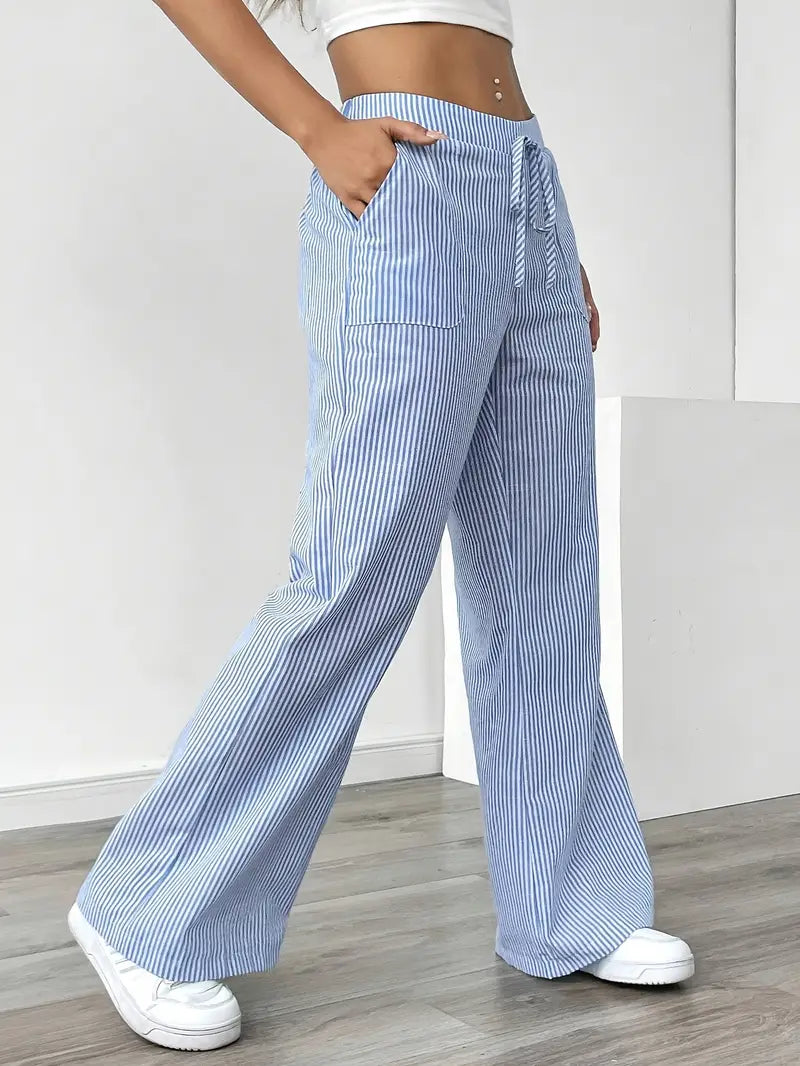 Viviana - Elegante Pantalone A Righe Con Tasche