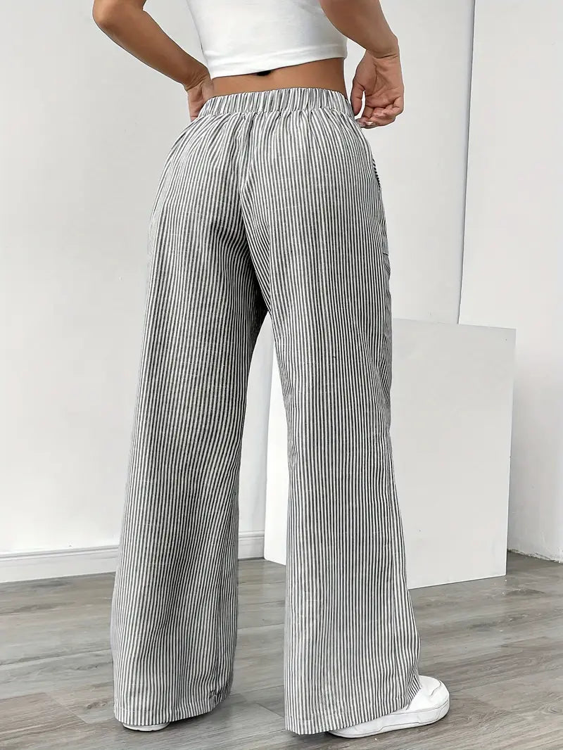 Viviana - Elegante Pantalone A Righe Con Tasche