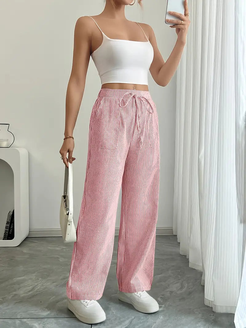 Viviana - Elegante Pantalone A Righe Con Tasche