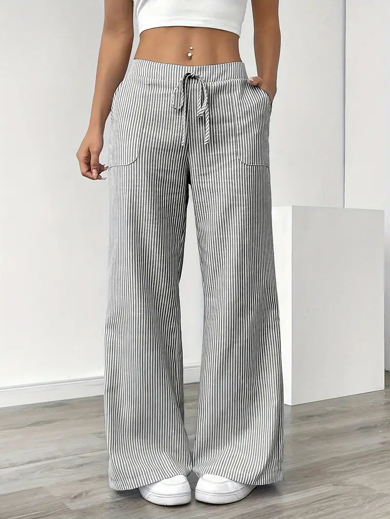 Viviana - Elegante Pantalone A Righe Con Tasche