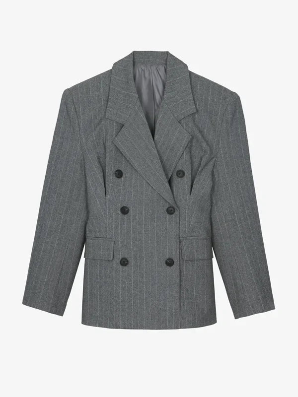 Viviana™ | Blazer Grigio Striato con Cintura