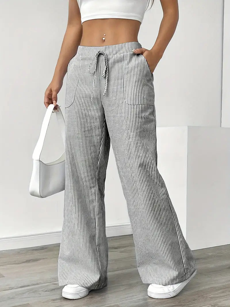 Viviana - Elegante Pantalone A Righe Con Tasche