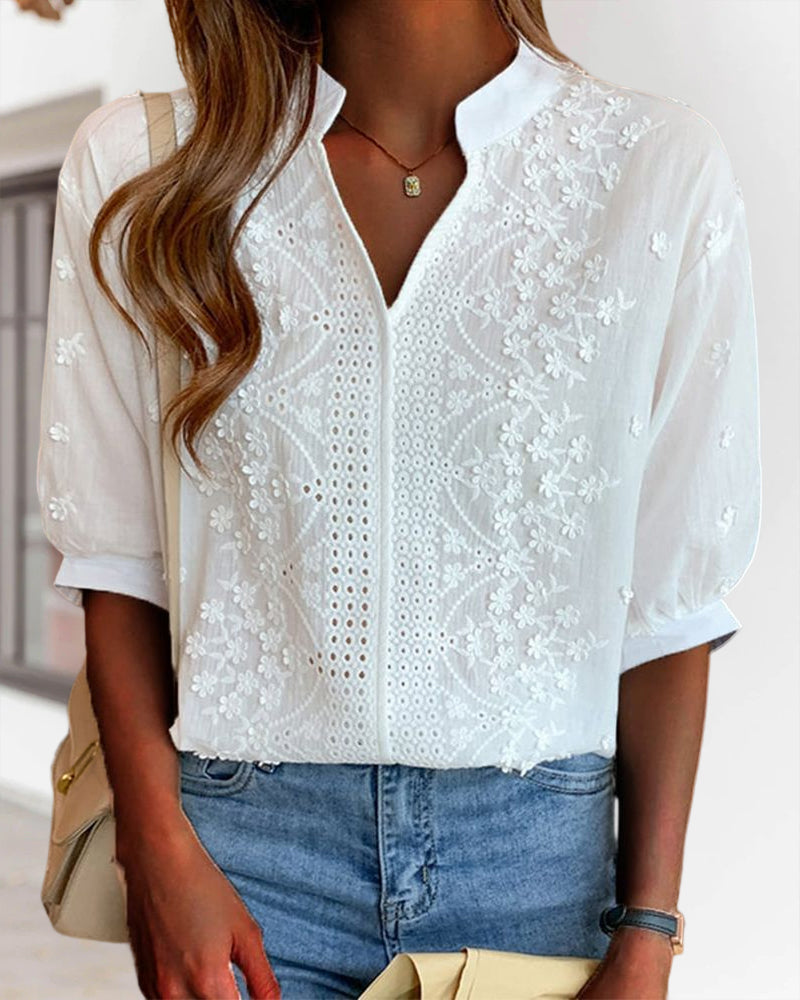 Viviana™ | Blusa Bianca con Maniche a Sbuffo