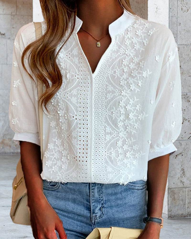Viviana™ | Blusa Bianca con Maniche a Sbuffo