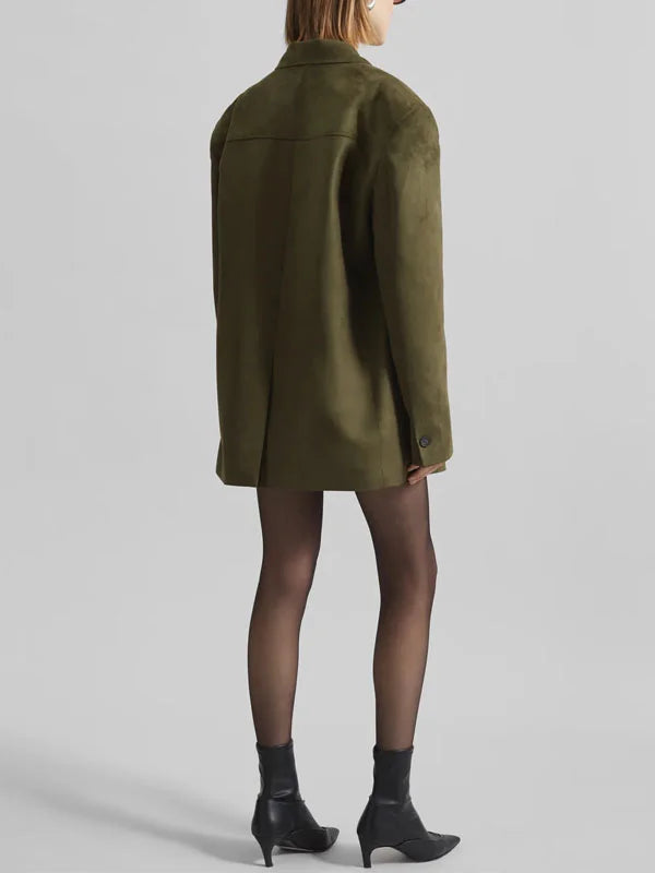 Viviana™| Blazer Oversize in Suede Verde Militare