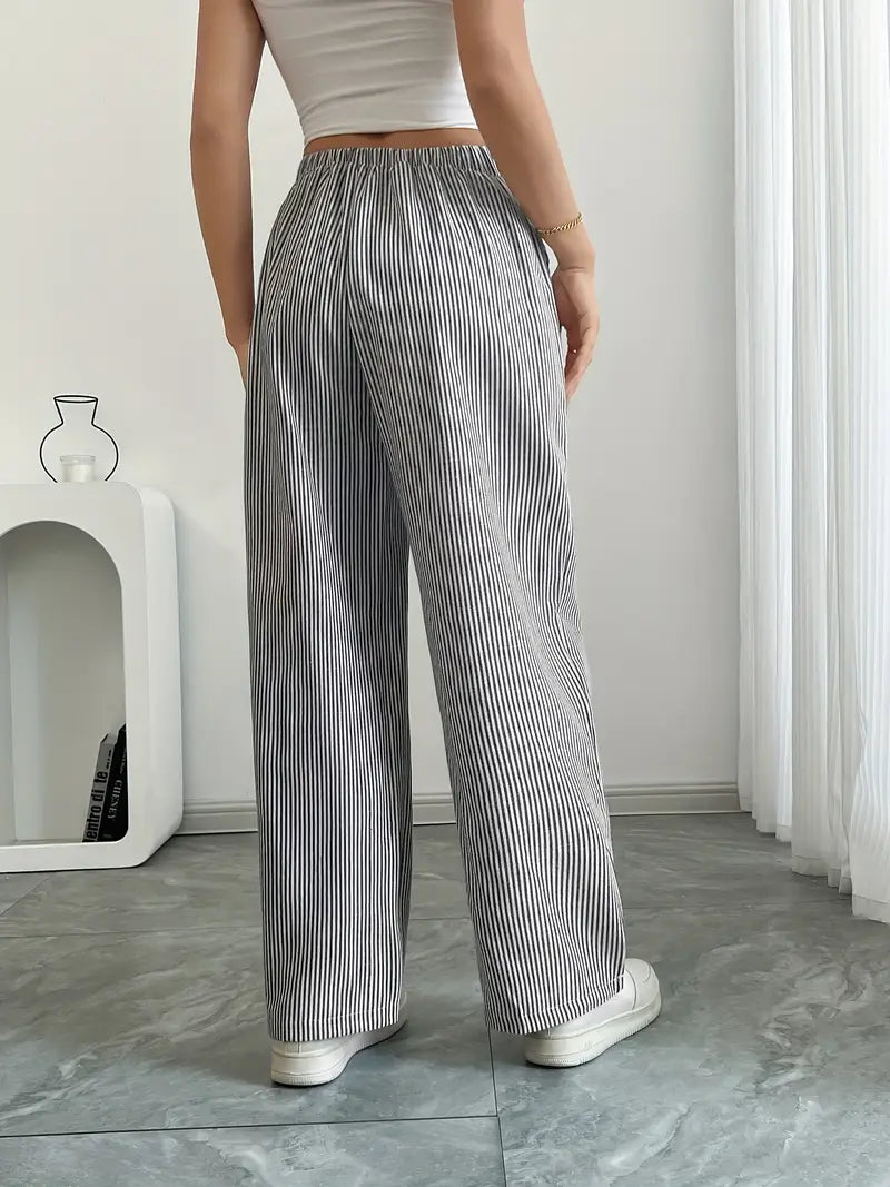 Viviana - Elegante Pantalone A Righe Con Tasche