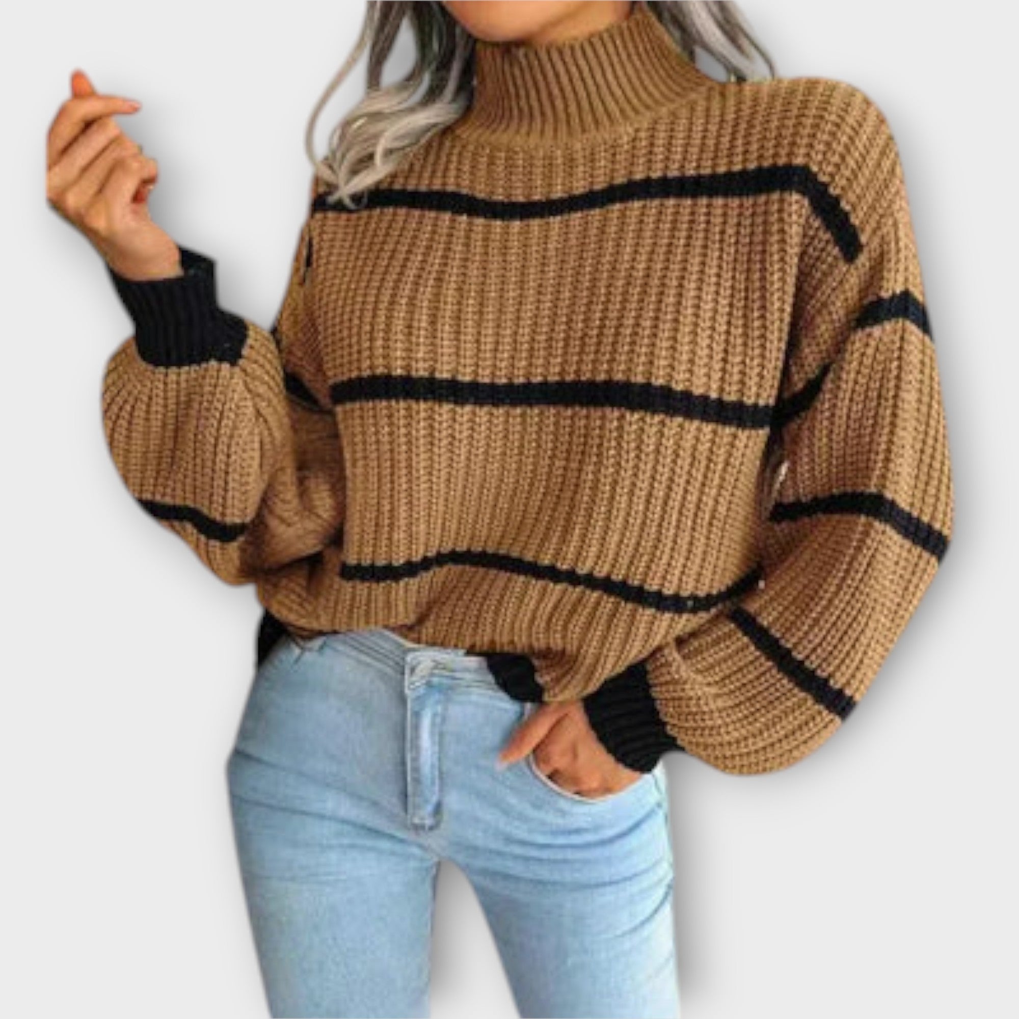 Viviana™ | Maglione a Collo Alto con Strisce