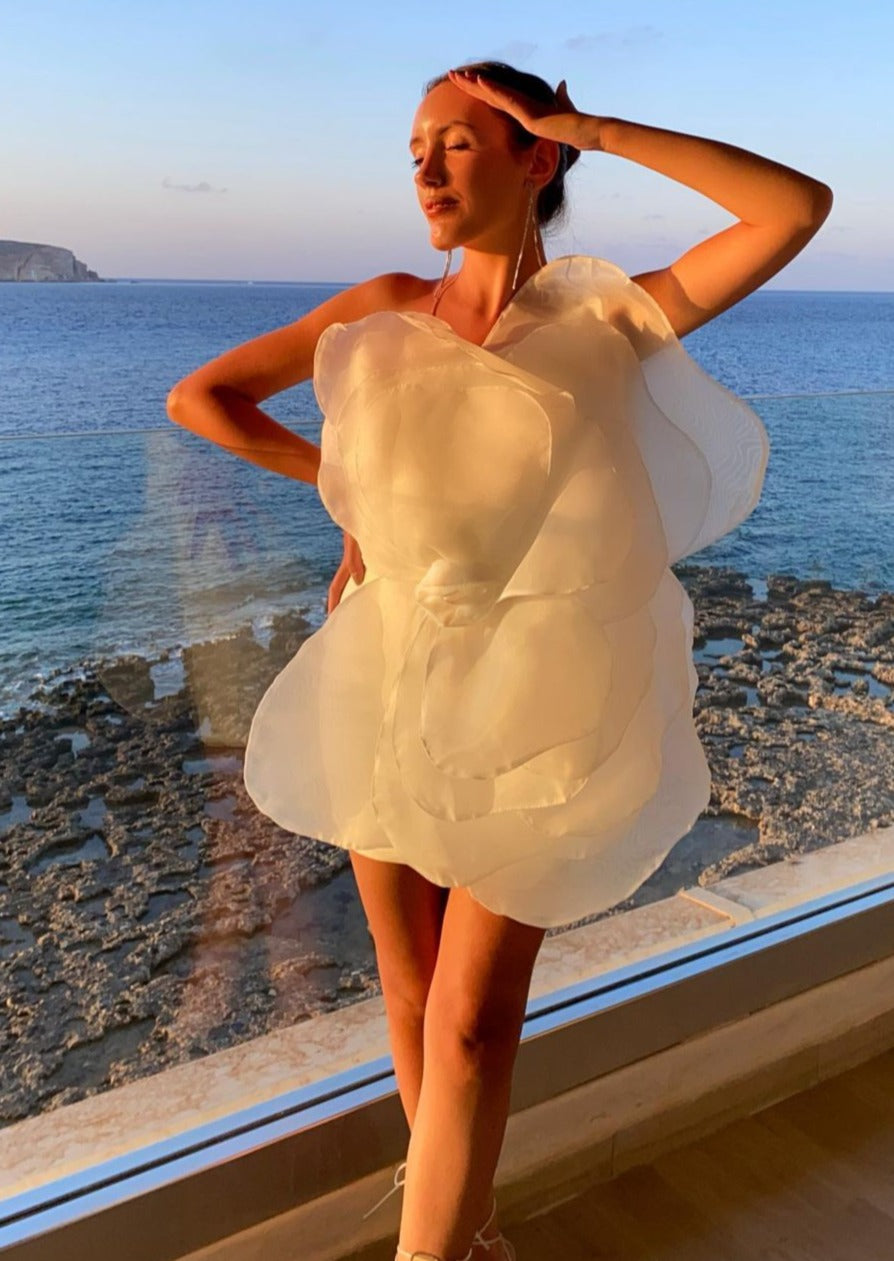 Viviana™ | Abito Mini a Spalla Scoperta con Fiori