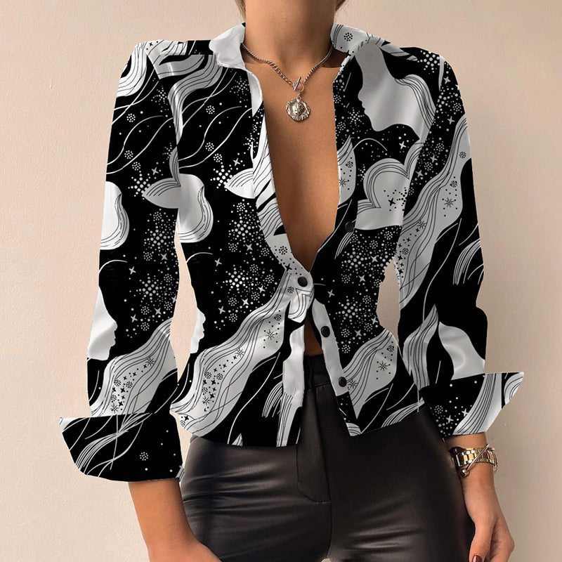 Viviana™ | Blusa in PU Pelle Patchwork con Scollo a V e Maniche Lunghe