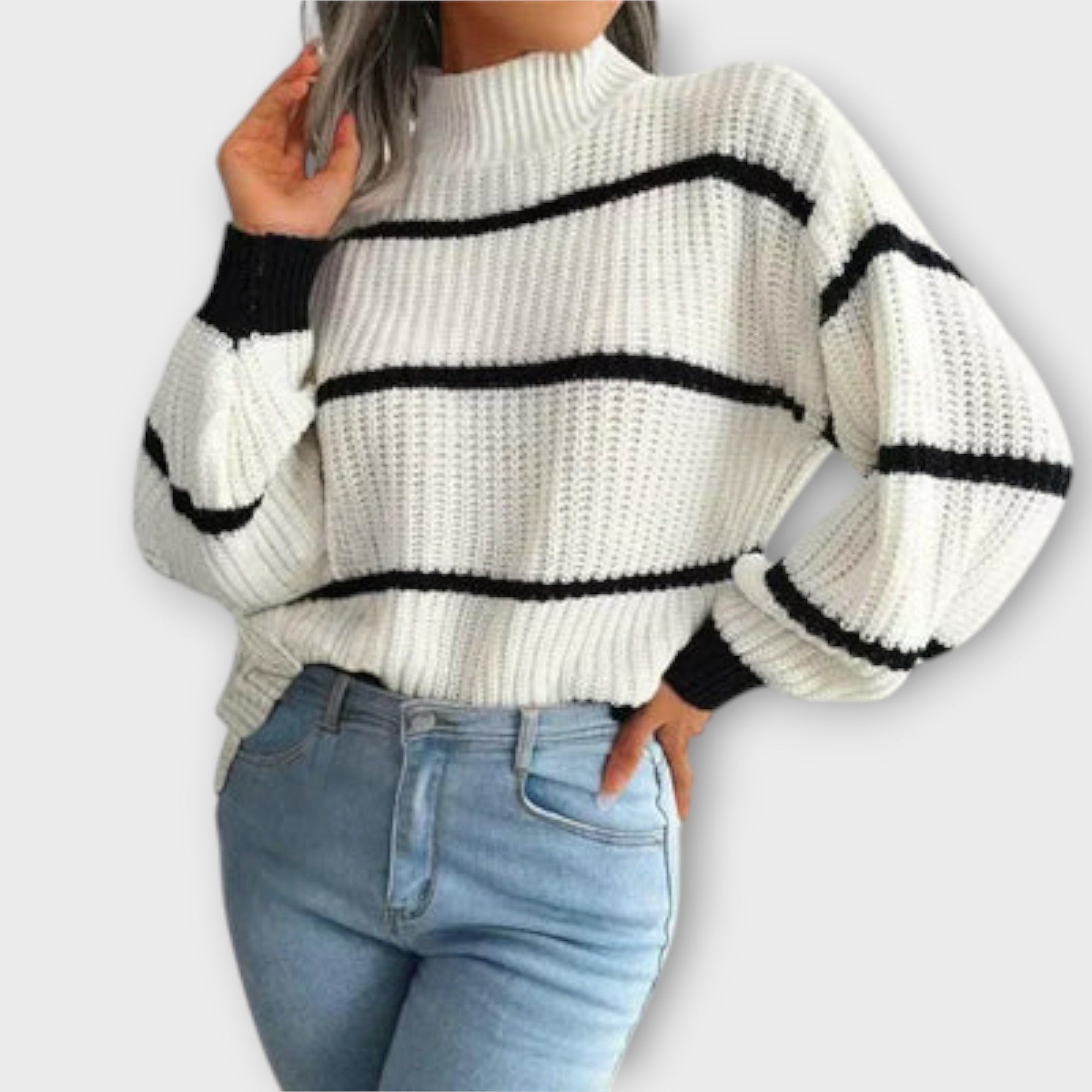 Viviana™ | Maglione a Collo Alto con Strisce