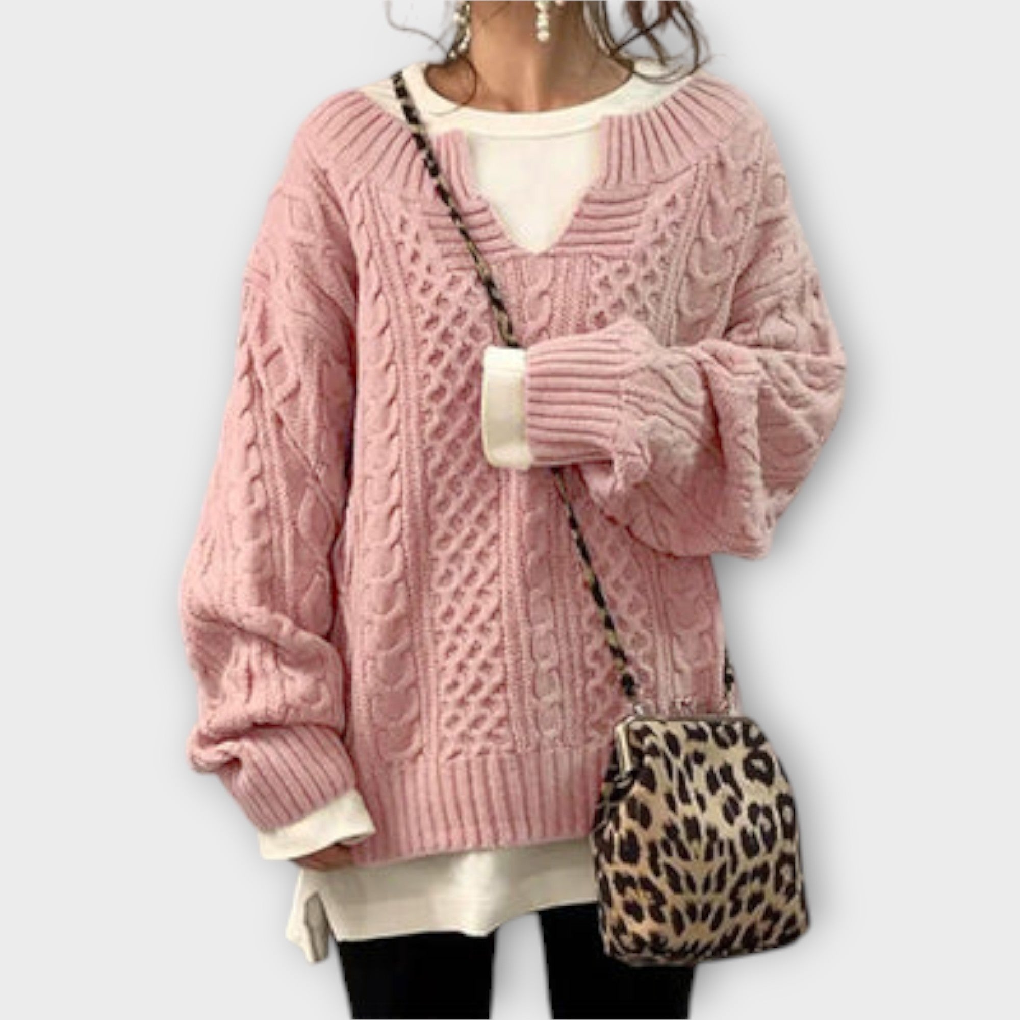 Viviana™ | Maglione Oversize con Motivo a Treccia