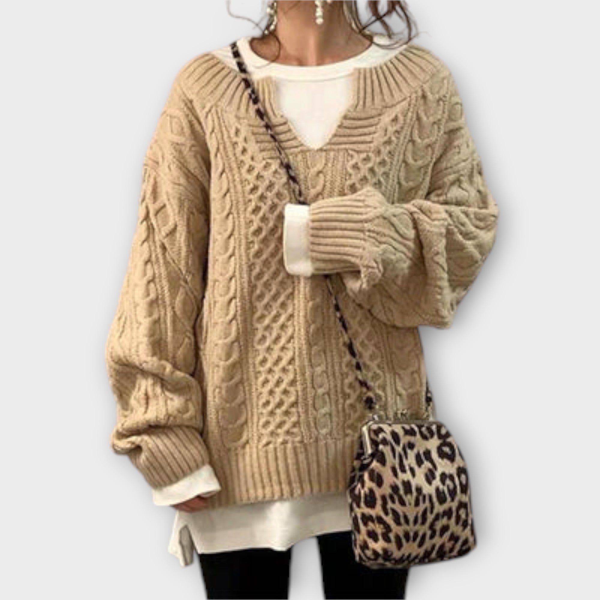 Viviana™ | Maglione Oversize con Motivo a Treccia