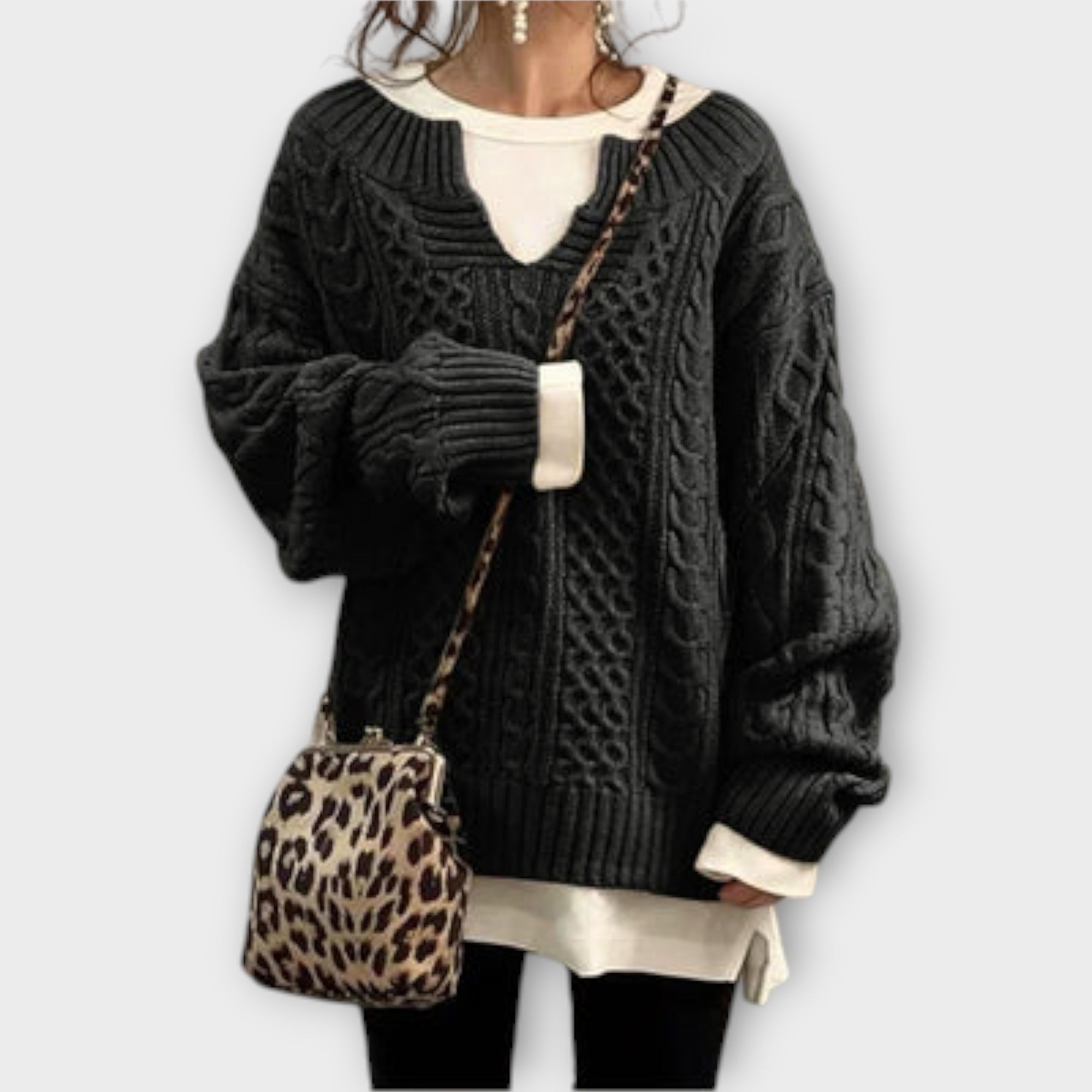 Viviana™ | Maglione Oversize con Motivo a Treccia