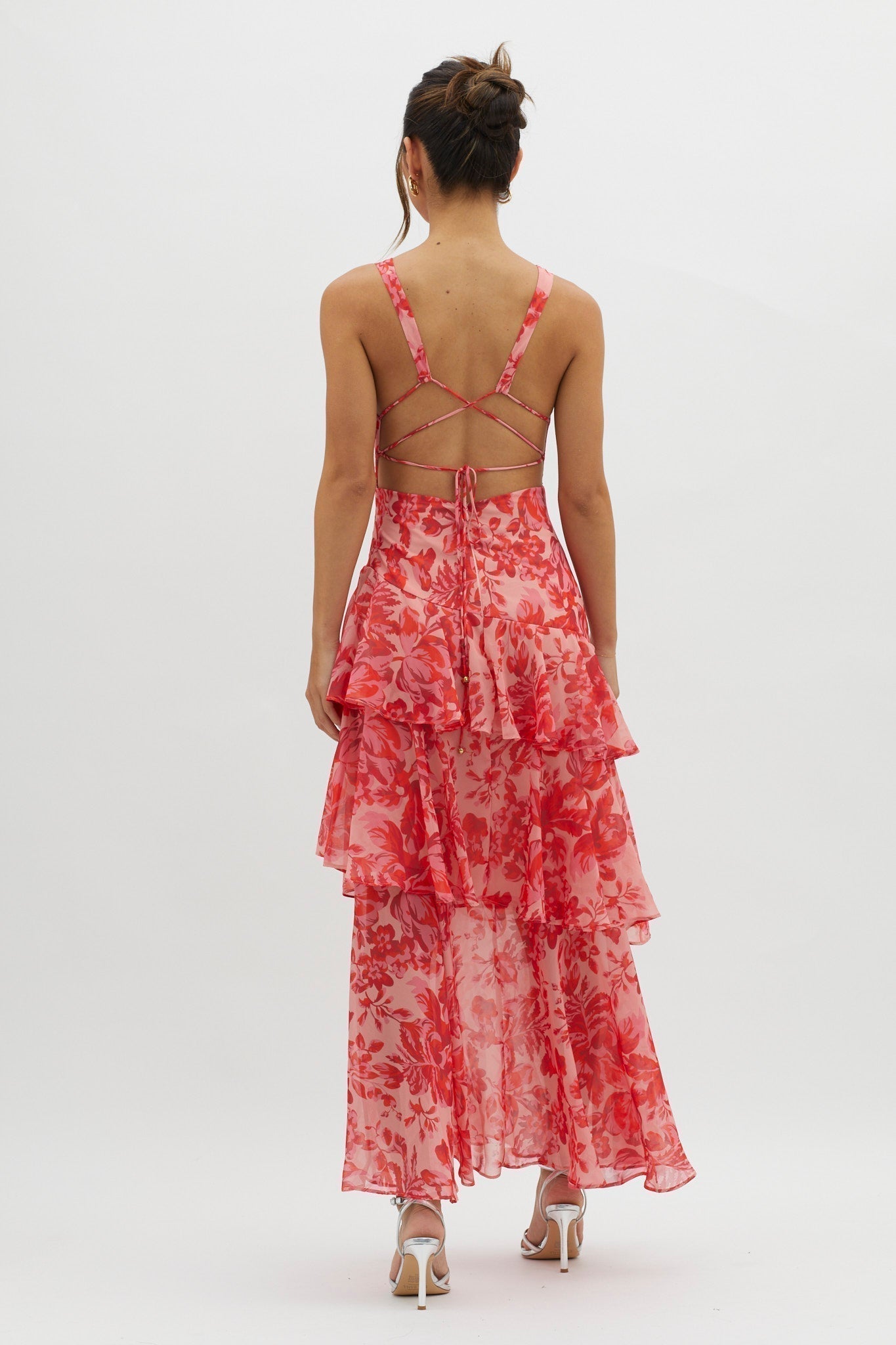 Viviana™ | Abito Volant Estivo Rosso Floreale