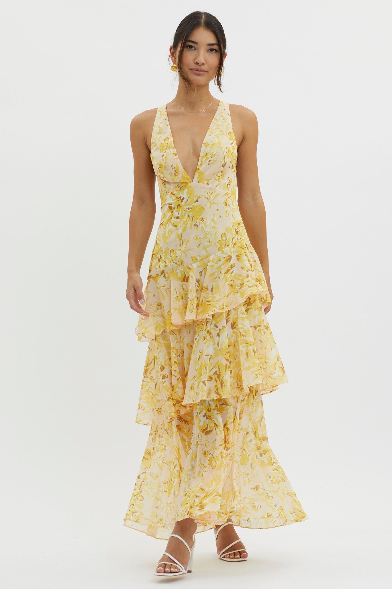 Viviana™ | Abito Volant Estivo Giallo Floreale