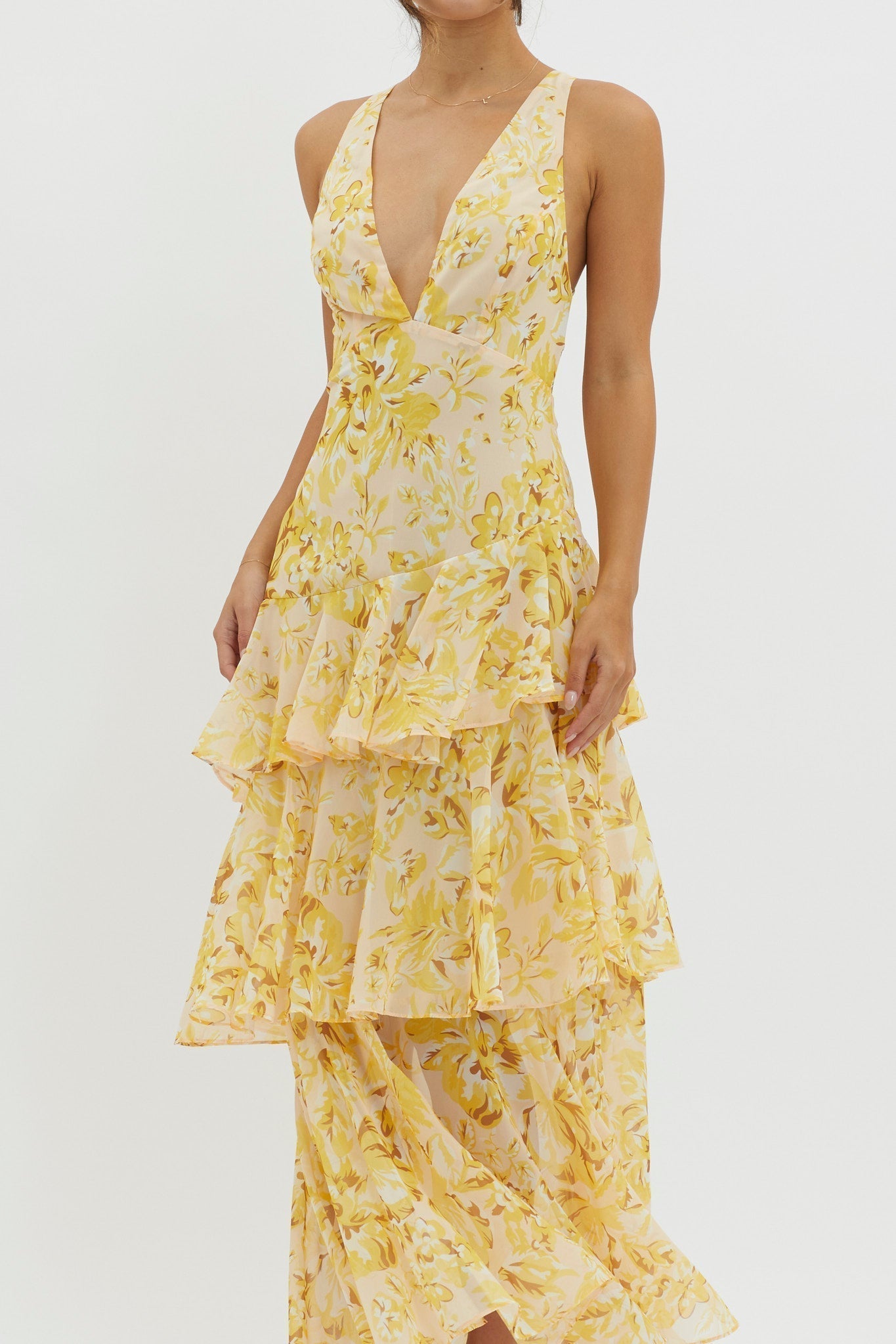 Viviana™ | Abito Volant Estivo Giallo Floreale