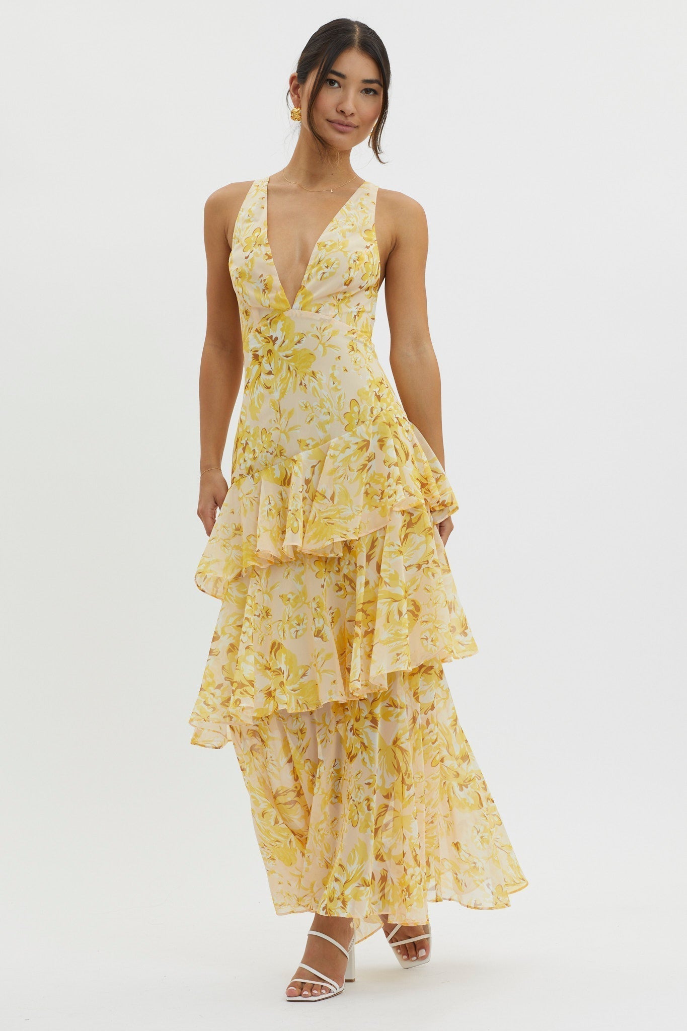 Viviana™ | Abito Volant Estivo Giallo Floreale