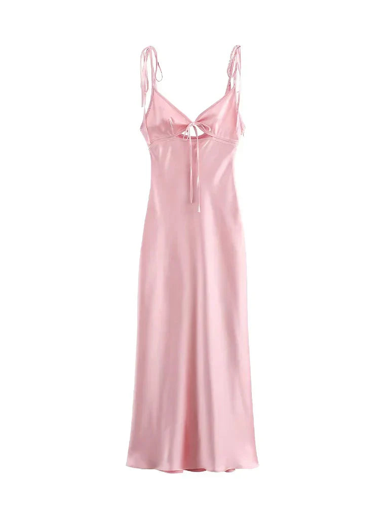 Viviana™ | Abito Maxy in Raso Senza Maniche