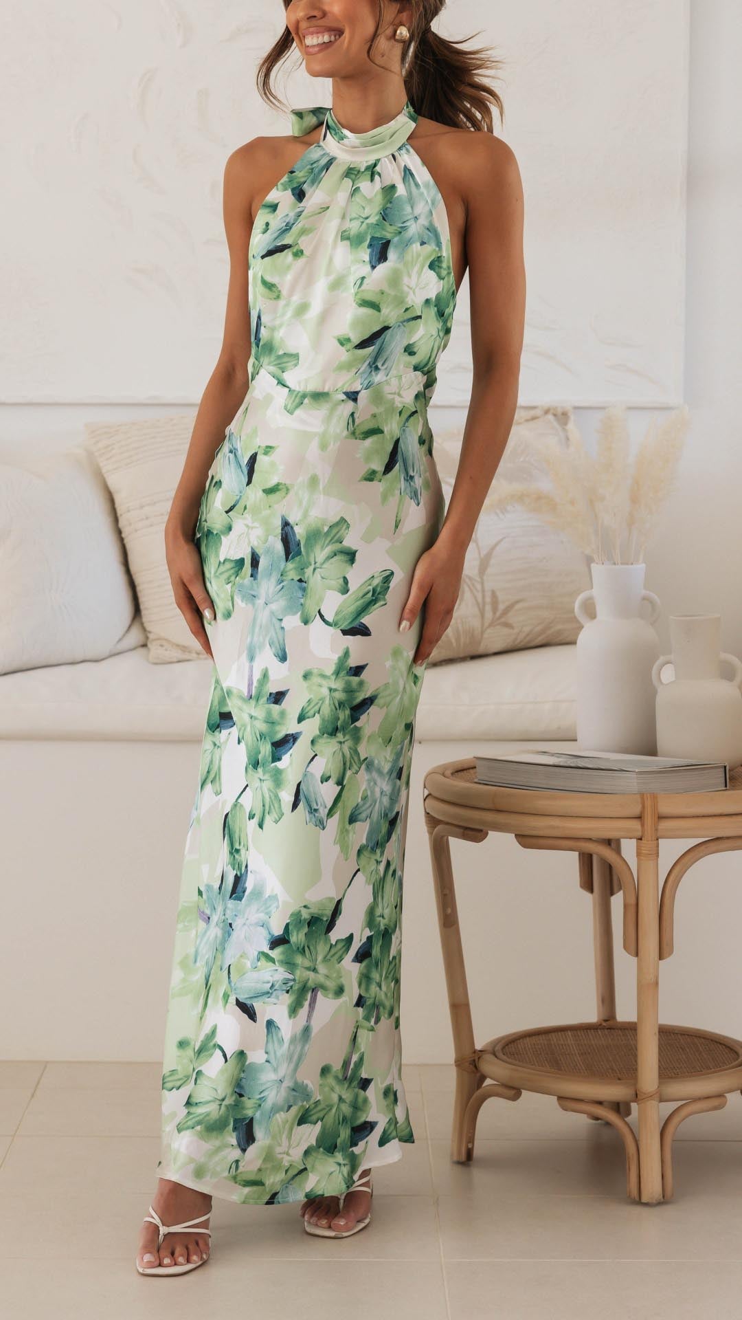 Viviana™ | Abito Maxi Floral con Scollo Halter