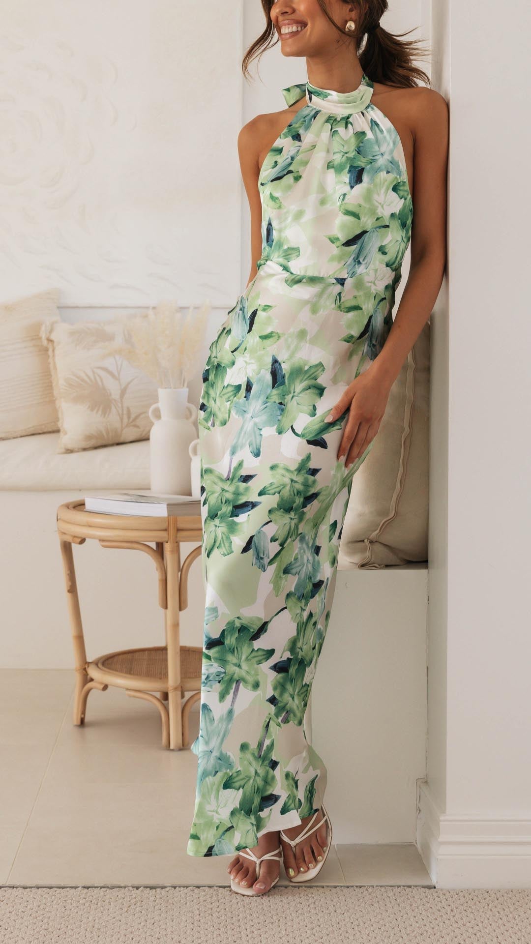 Viviana™ | Abito Maxi Floral con Scollo Halter