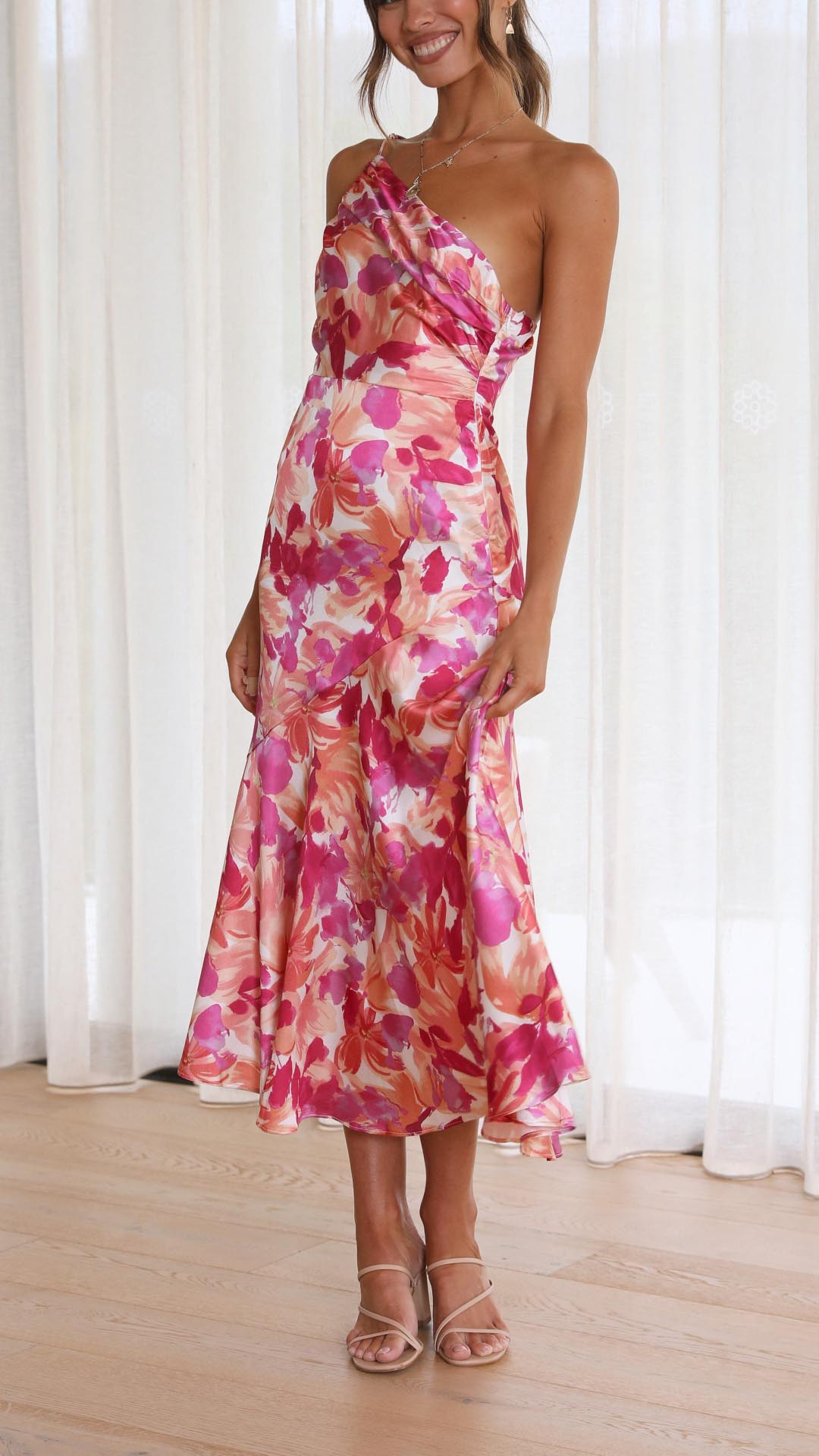 Viviana™ | Abito Midi Floreale con Spalla Scoperta