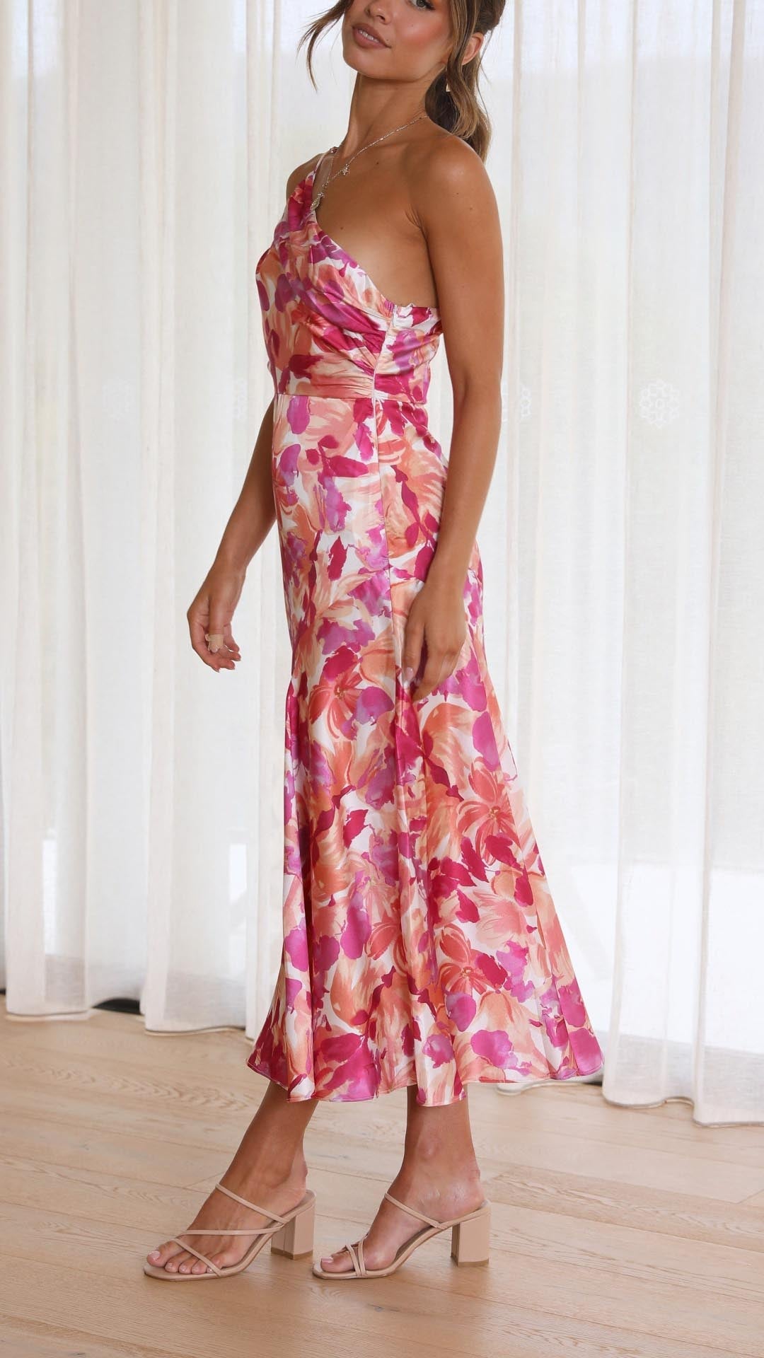 Viviana™ | Abito Midi Floreale con Spalla Scoperta