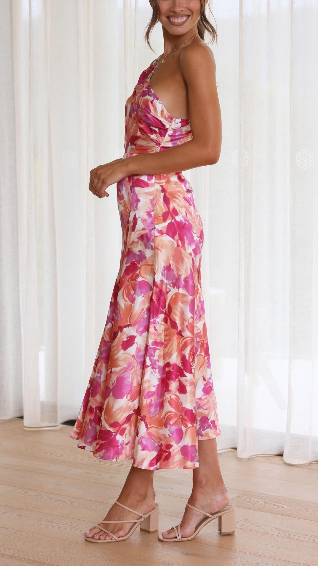 Viviana™ | Abito Midi Floreale con Spalla Scoperta