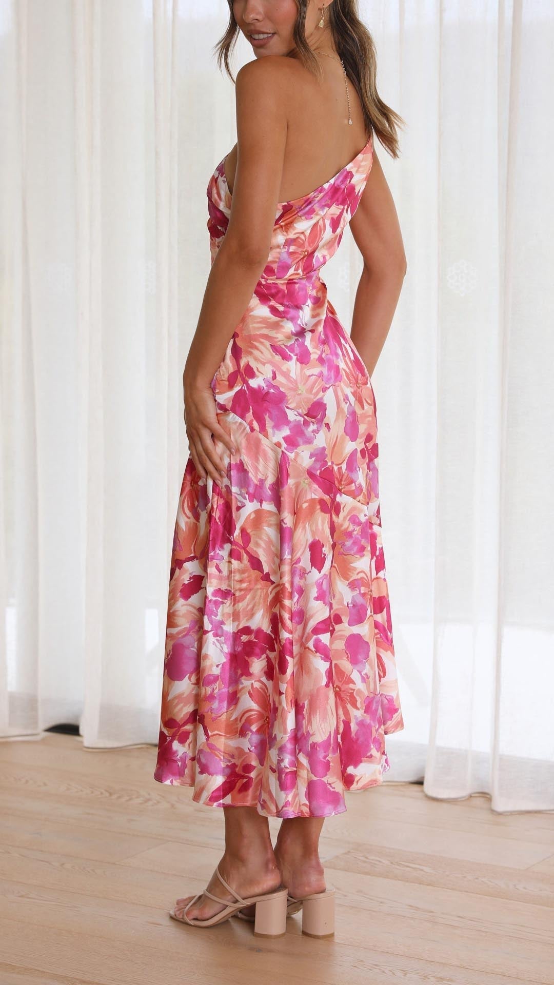 Viviana™ | Abito Midi Floreale con Spalla Scoperta