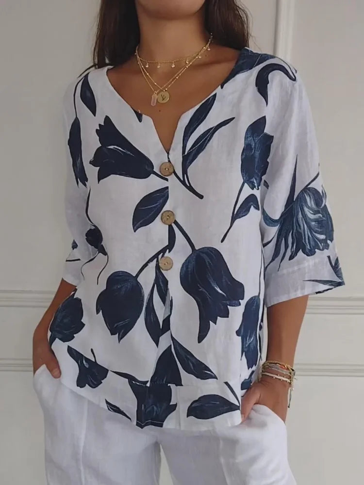 Viviana™ | Blusa a Bottoni Floreale