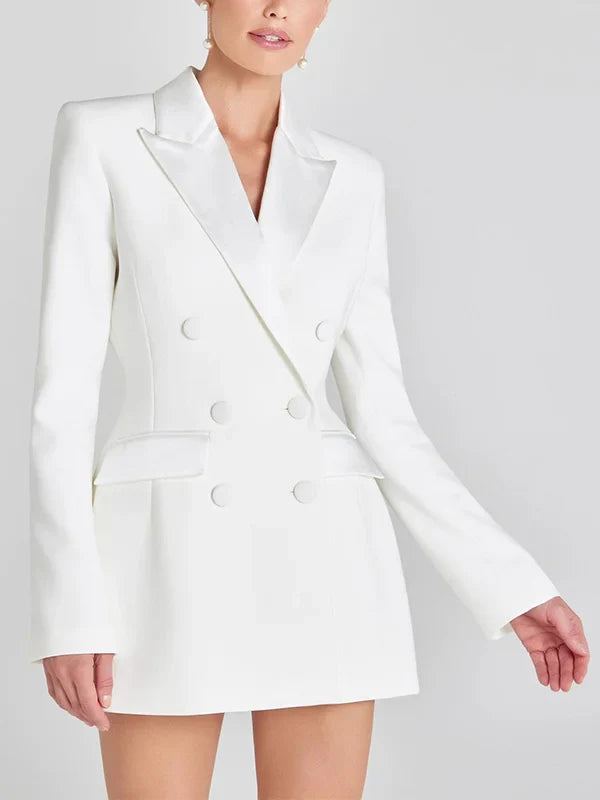 Viviana™| Blazer Bianco Doppiopetto in Raso