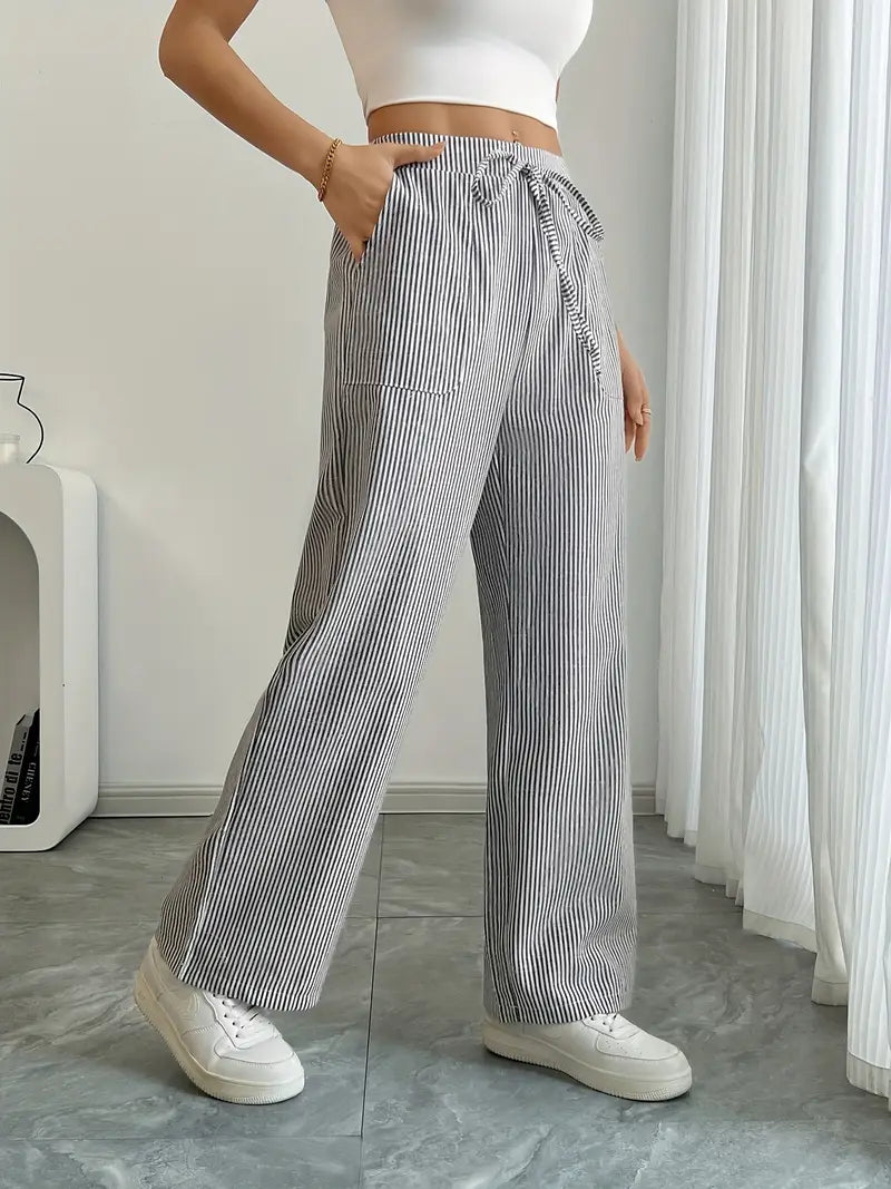 Viviana - Elegante Pantalone A Righe Con Tasche
