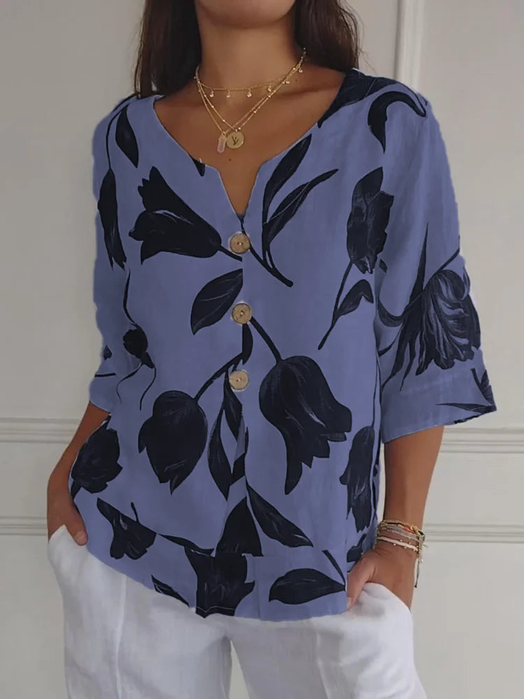 Viviana™ | Blusa a Bottoni Floreale