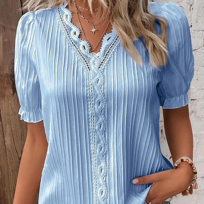Viviana™ | Blusa Donna Bianca con Pizzo