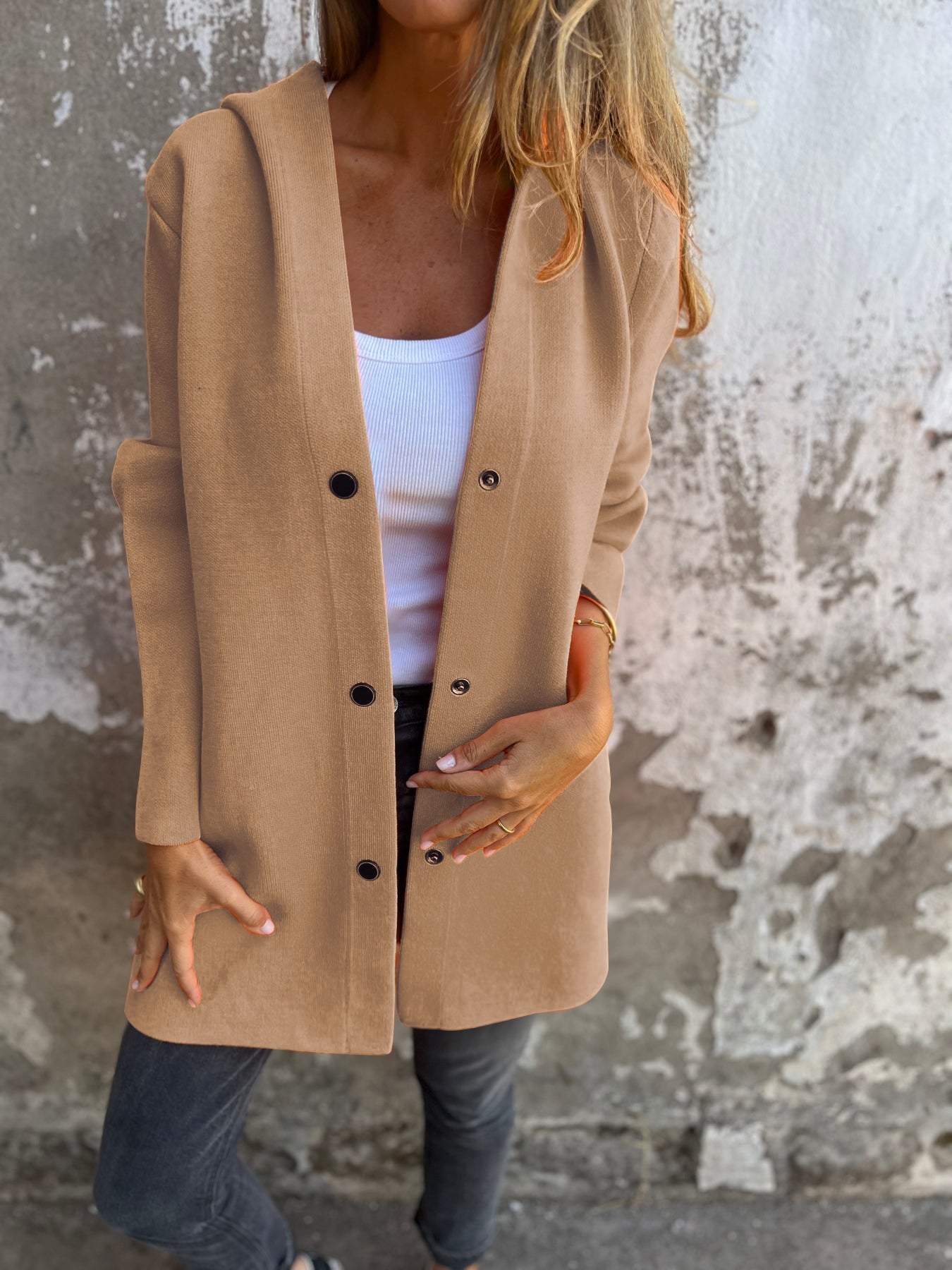 Viviana™ | Giacca con Cappuccio Casual con Bottoni