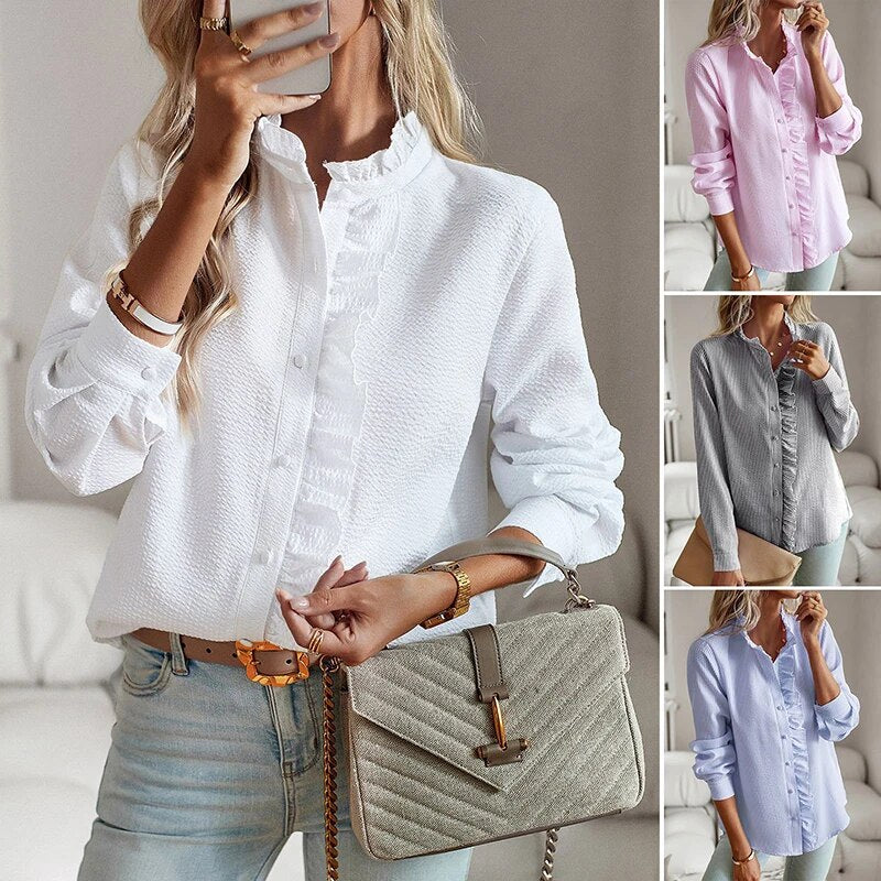 Viviana™ | Camicia a maniche lunghe con volants