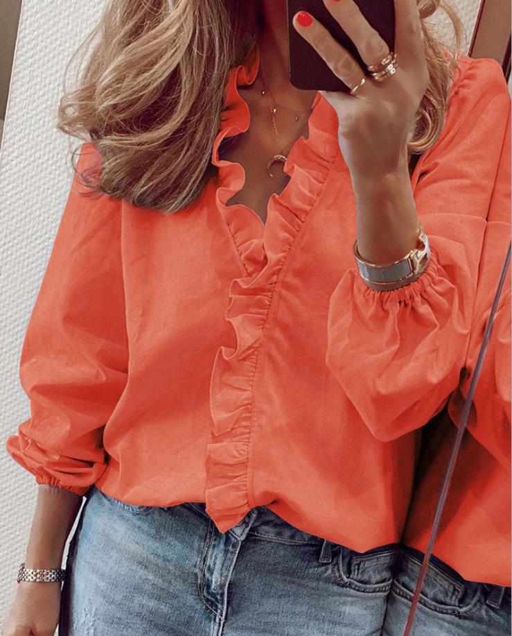 Viviana™ | Blusa con Rouches e Scollo a V