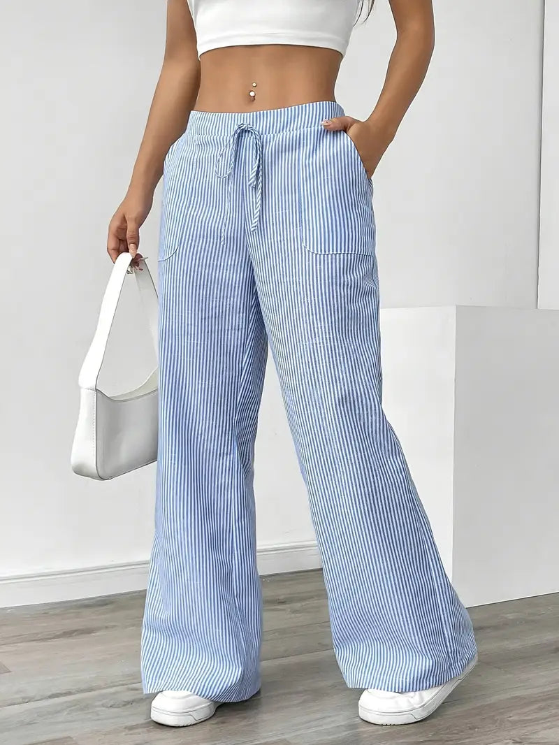 Viviana - Elegante Pantalone A Righe Con Tasche
