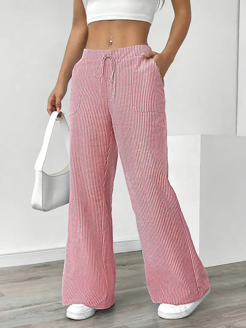 Viviana - Elegante Pantalone A Righe Con Tasche