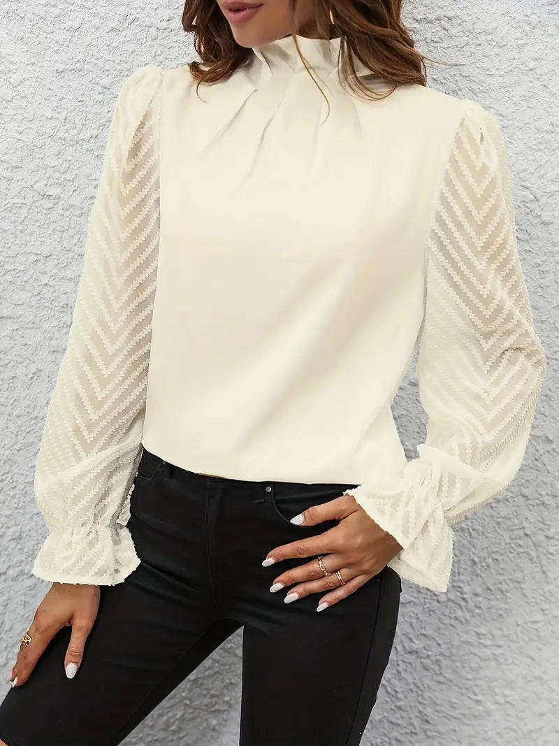 Viviana™ | Top Elegante Plissettato con Maniche in Rete